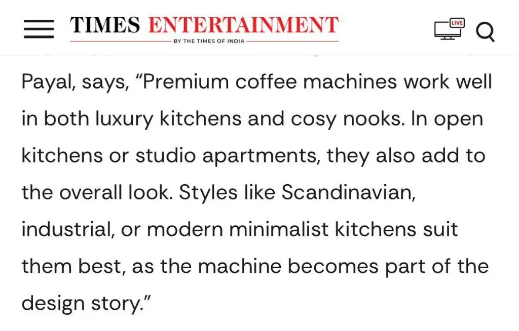 Times Entertainment - Coffee Corners in Luxury Living