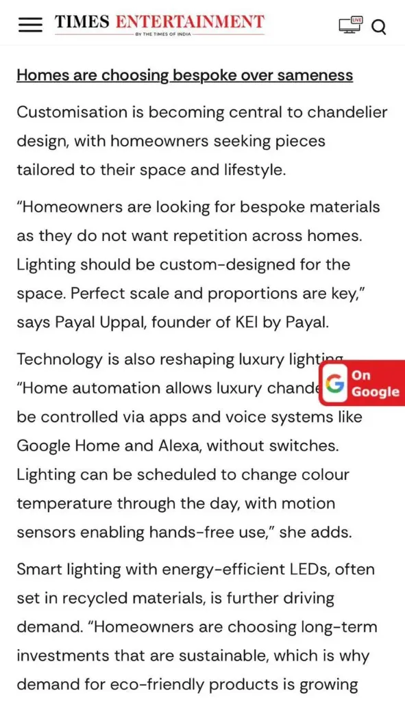 Times Entertainment - Homes Choosing Bespoke Over Sameness